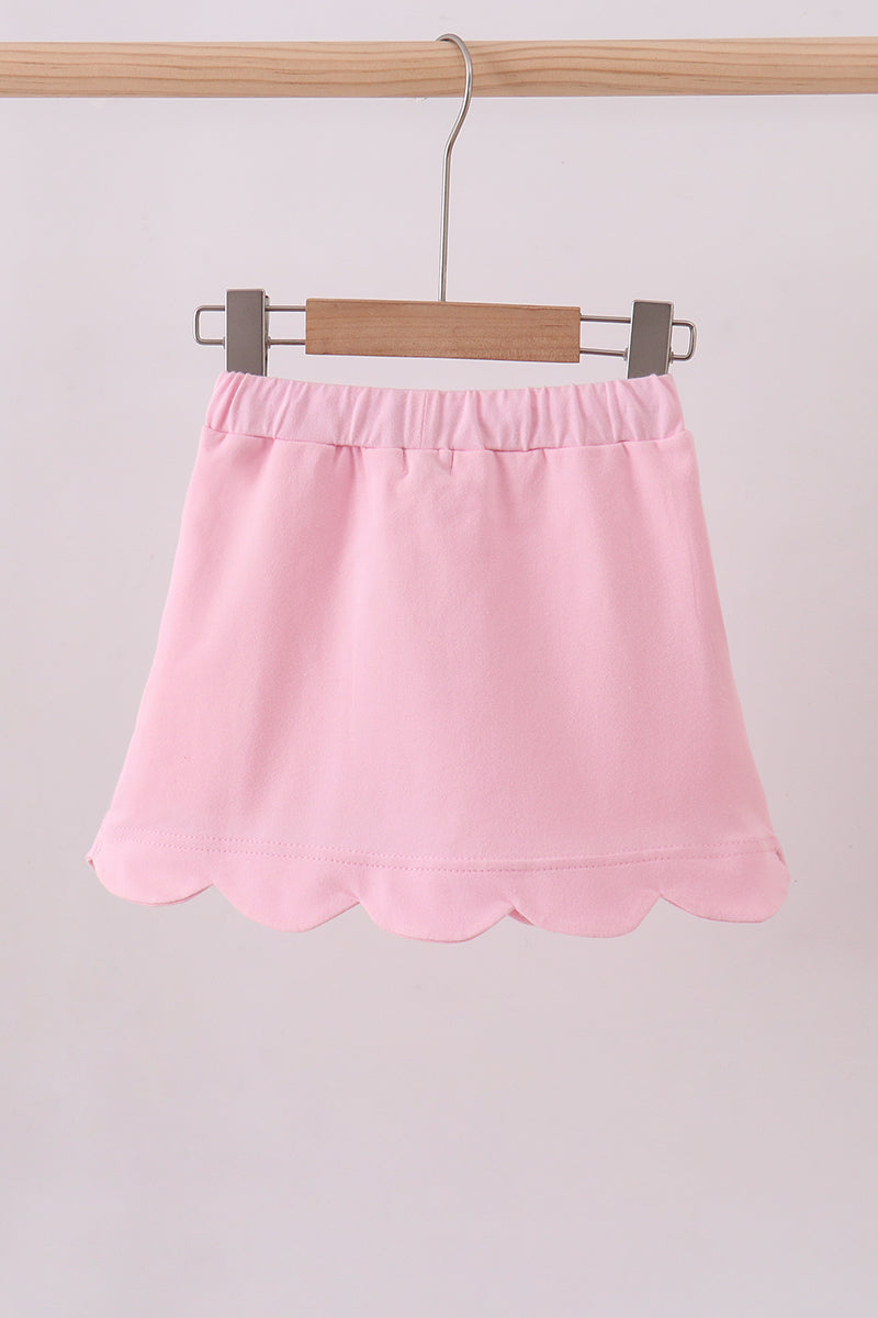 Scallop hem bow skort - Pink