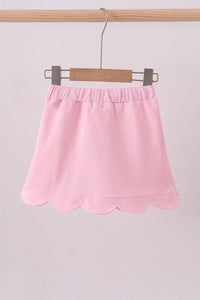 Scallop hem bow skort - Pink
