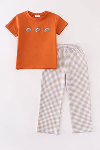 Premium Carmel Football Embroidery Boy Set - Essential Southern Charm