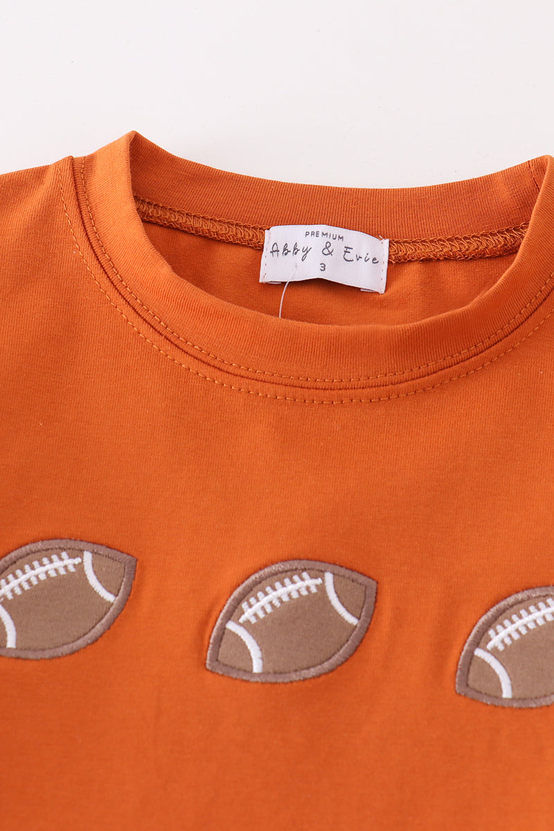 Premium Carmel Football Embroidery Boy Set - Essential Southern Charm