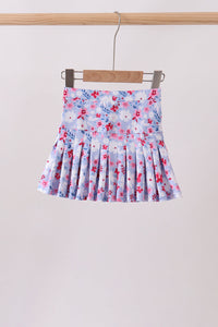 Blue floral print skorts
