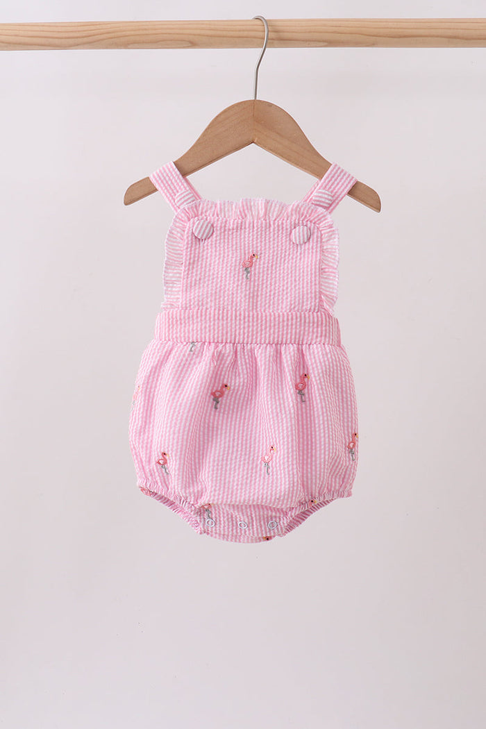 Flamingo embroidery ruffle bubble
