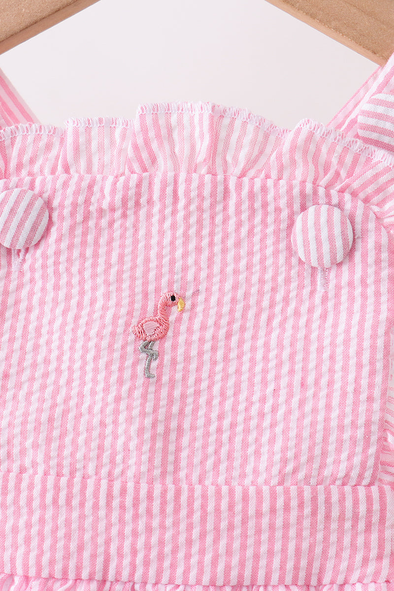 Flamingo embroidery ruffle bubble