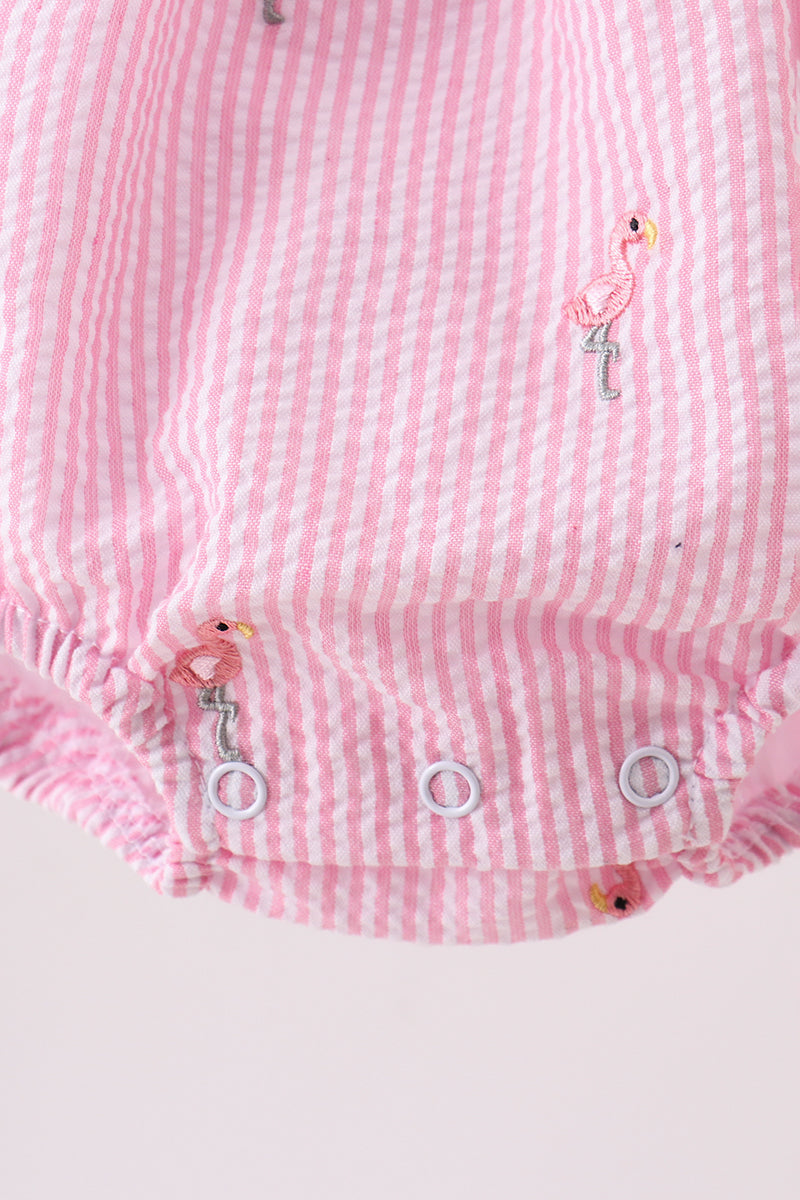 Flamingo embroidery ruffle bubble