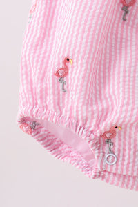 Flamingo embroidery ruffle bubble
