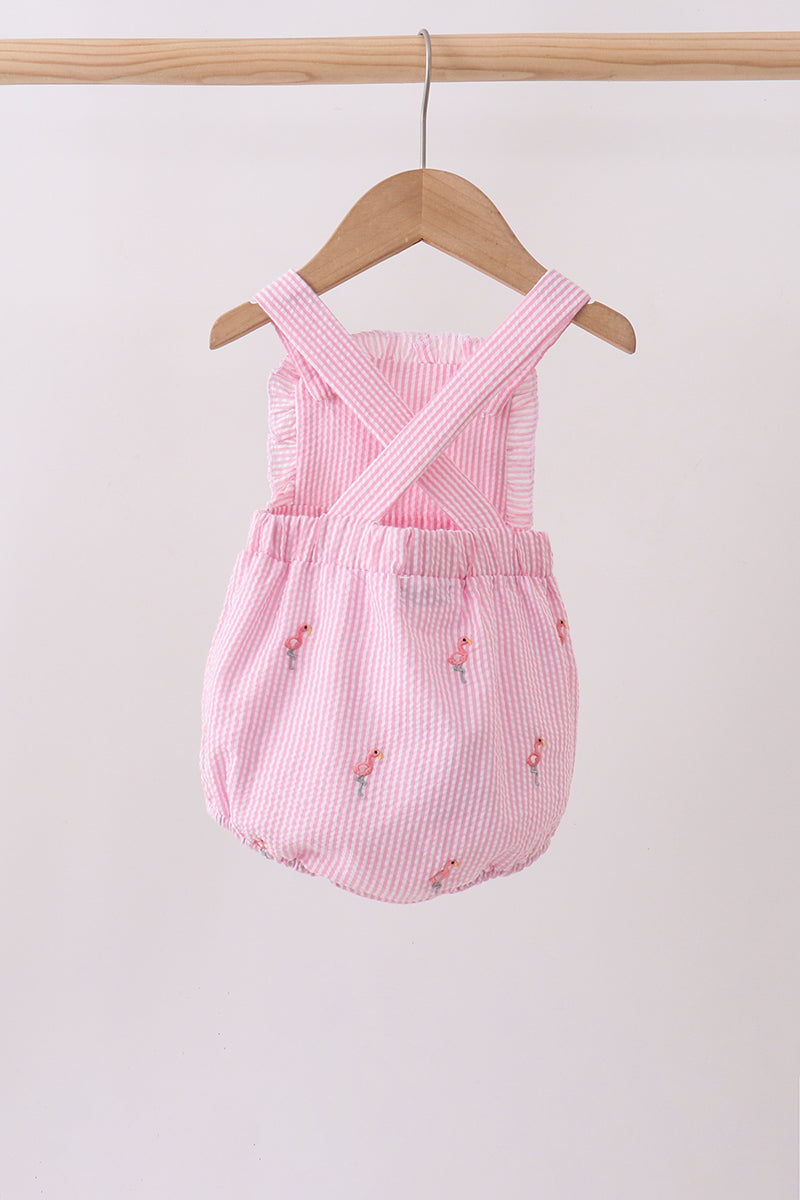 Flamingo embroidery ruffle bubble