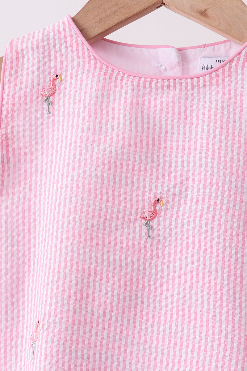Flamingo embroidery scalloped bloomer set
