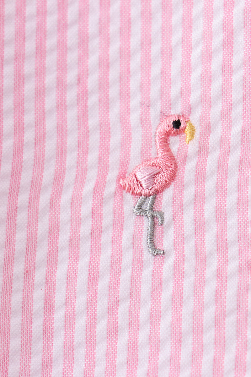 Flamingo embroidery scalloped bloomer set