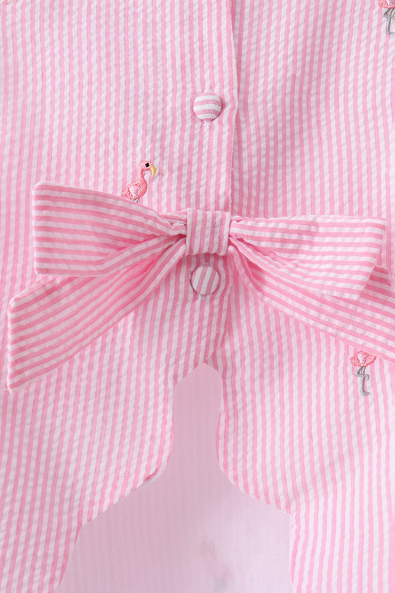 Flamingo embroidery scalloped bloomer set