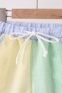Yellow & green seersucker shorts