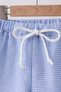 Flag embroidery gingham shorts