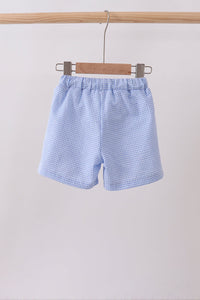 Flag embroidery gingham shorts
