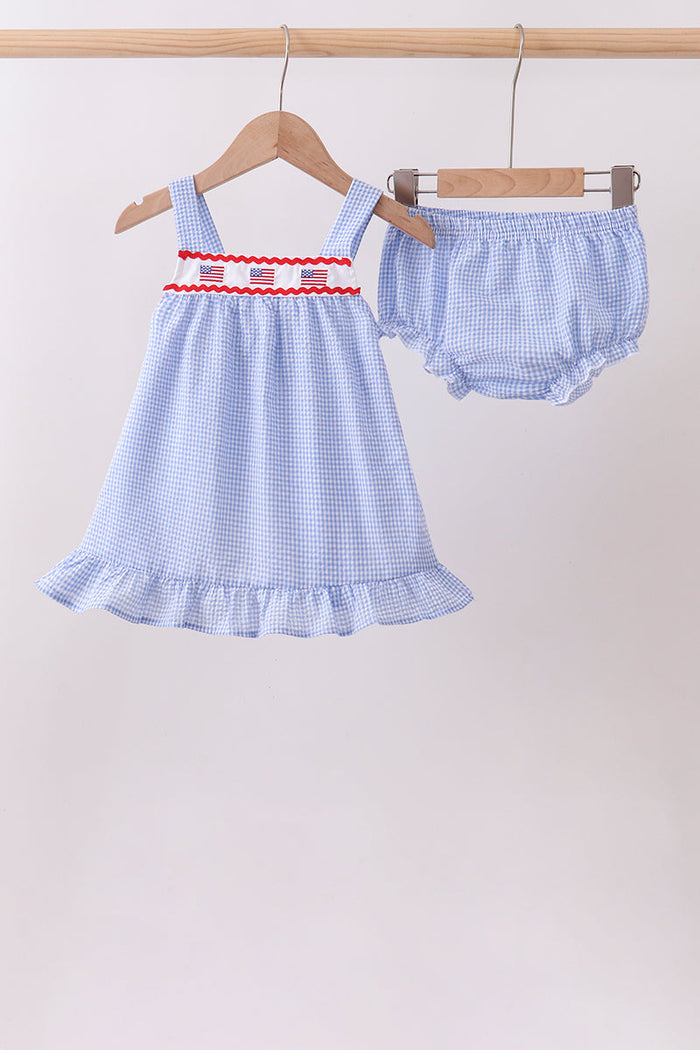 Flag embroidery ruffle bloomer set