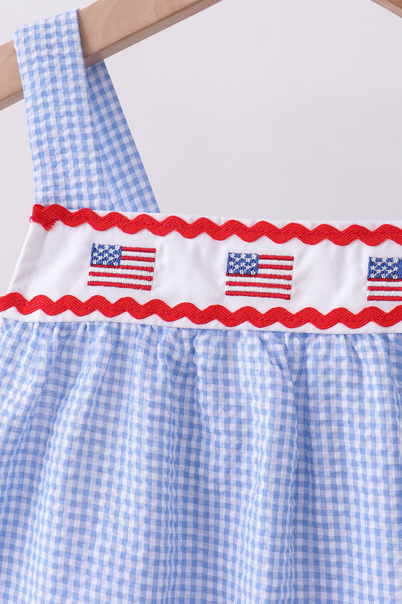 Flag embroidery ruffle bloomer set