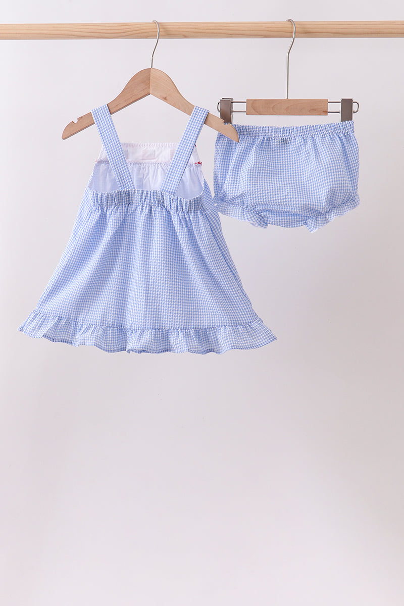 Flag embroidery ruffle bloomer set