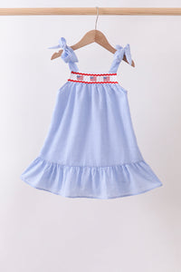 Flag embroidery ruffle dress