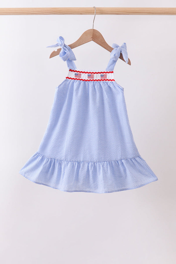 Flag embroidery ruffle dress