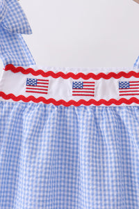 Flag embroidery ruffle dress