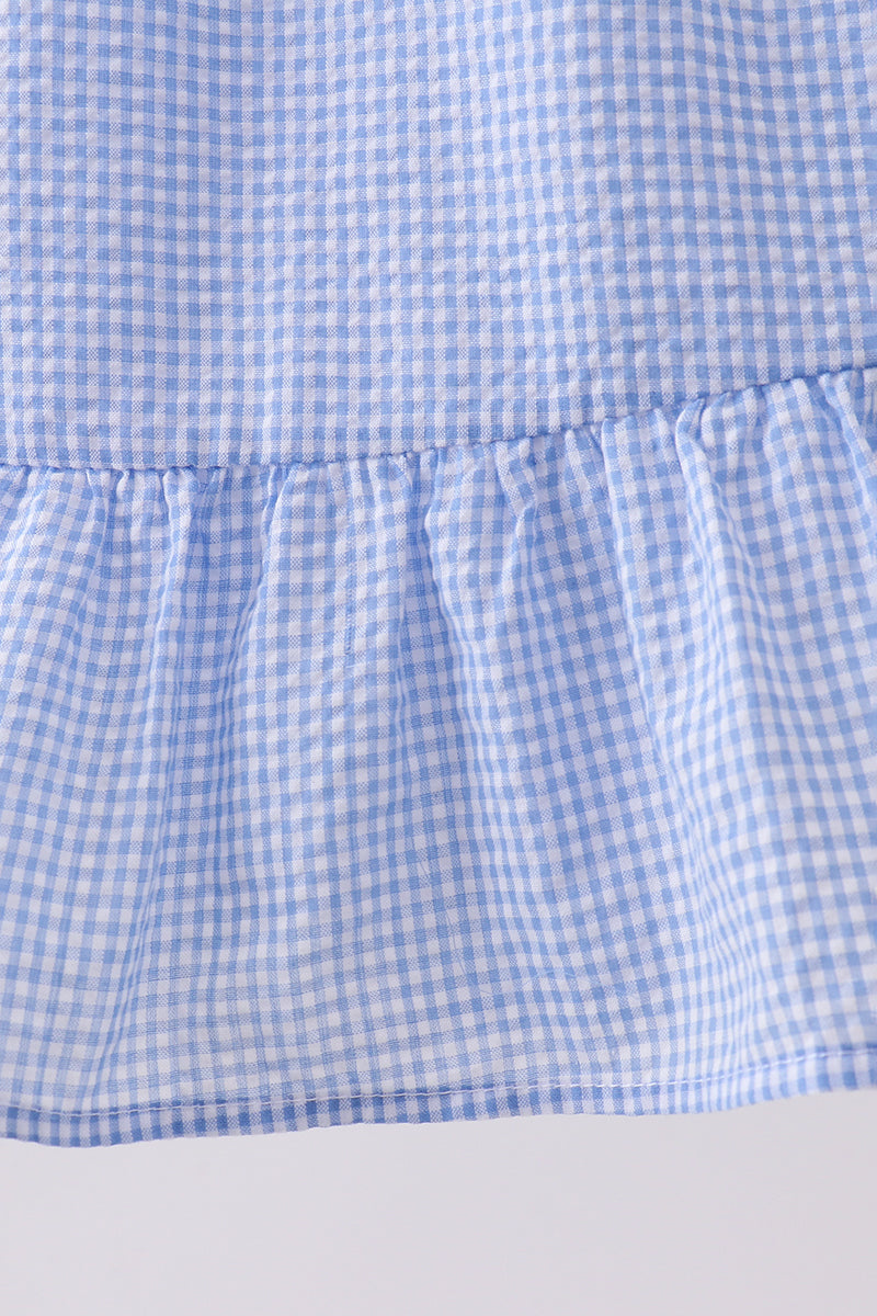 Flag embroidery ruffle dress