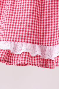 Watermelon ruffle gingham bloomer set