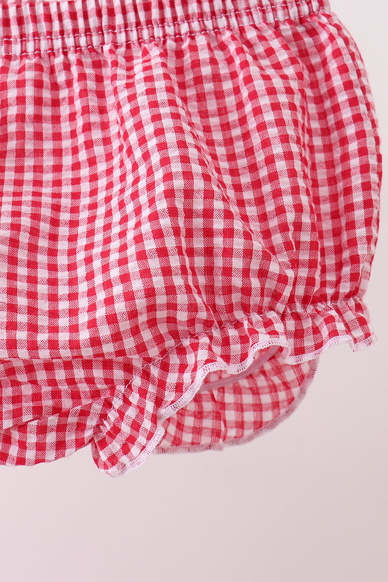 Watermelon ruffle gingham bloomer set