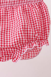 Watermelon ruffle gingham bloomer set