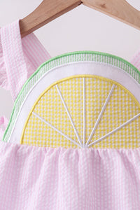 Lemon ruffle gingham bloomer set