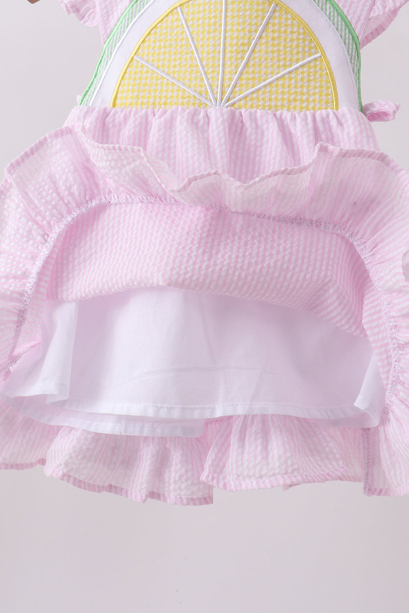 Lemon ruffle gingham bloomer set