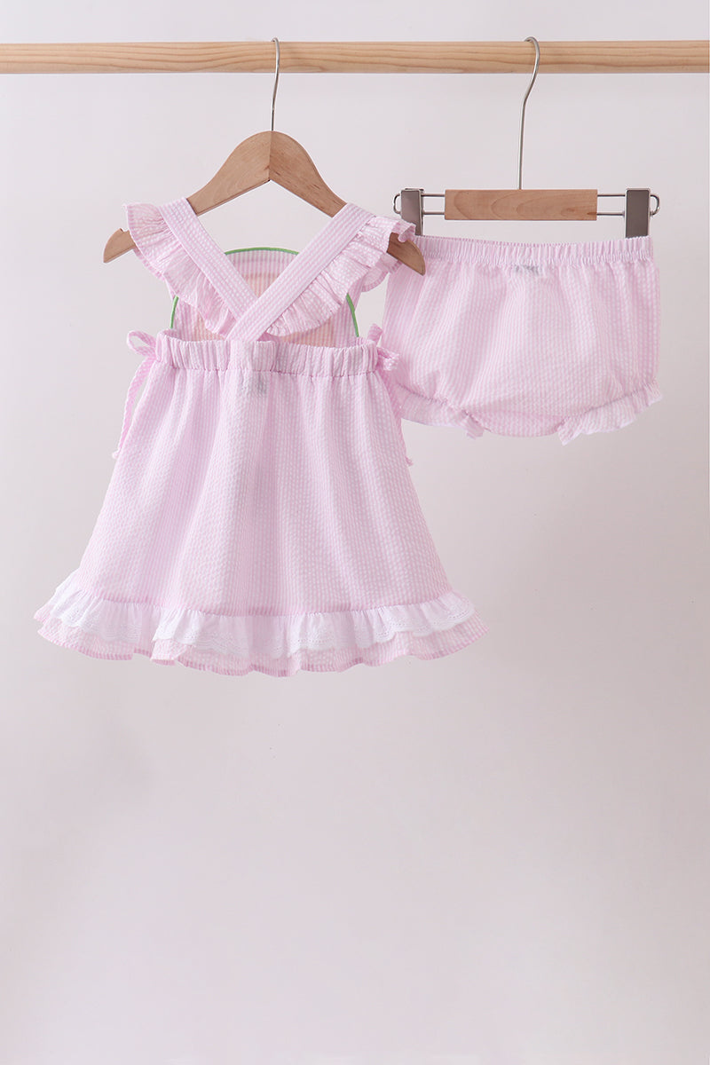 Lemon ruffle gingham bloomer set