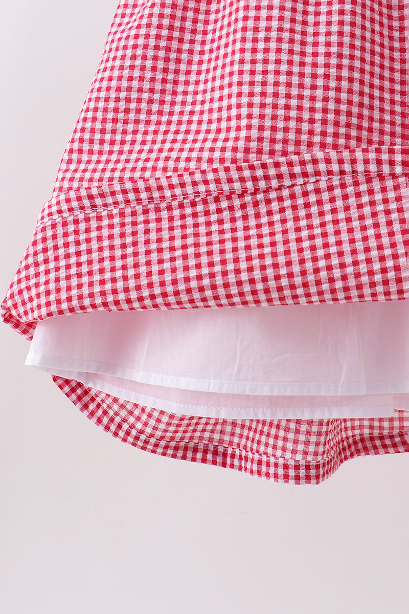 Watermelon ruffle gingham dress