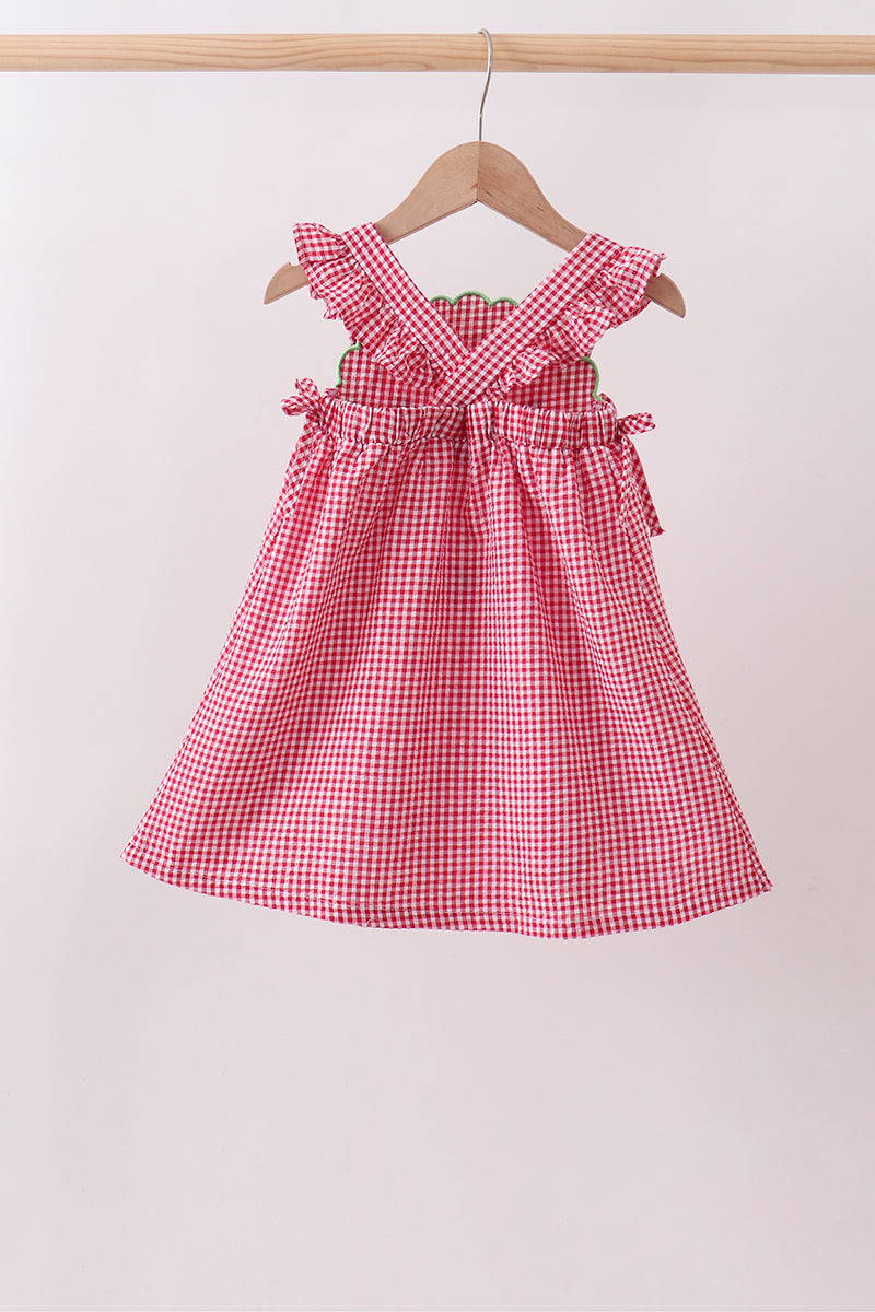 Watermelon ruffle gingham dress