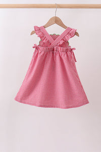 Watermelon ruffle gingham dress