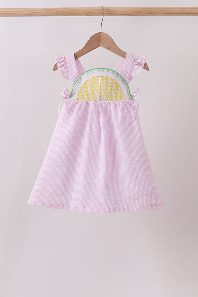 Lemon ruffle gingham dress