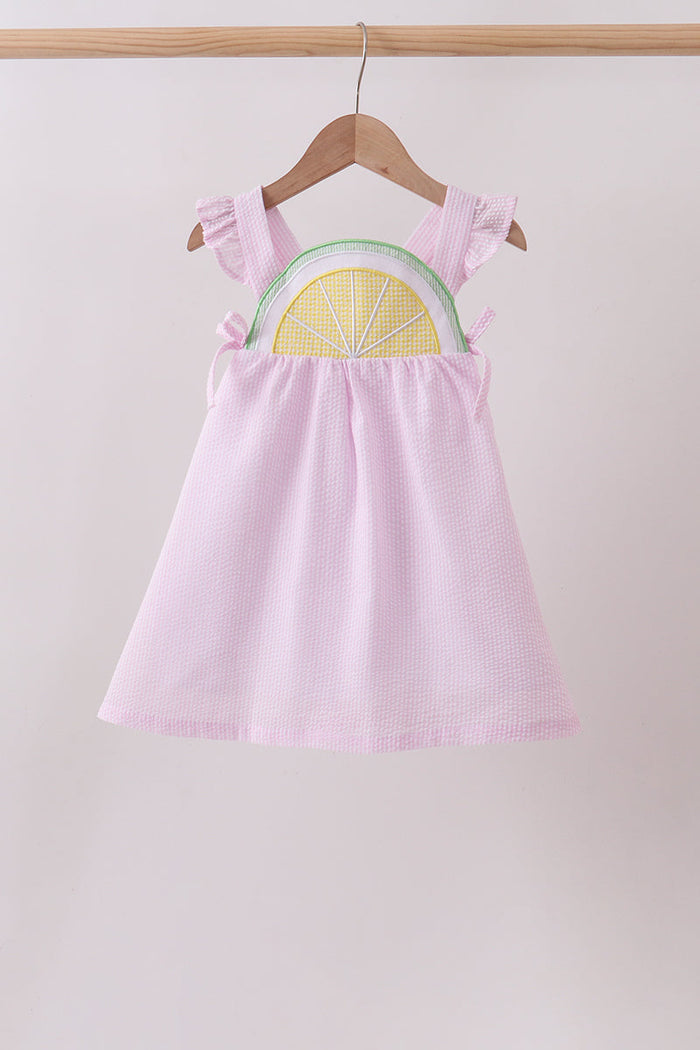 Lemon ruffle gingham dress
