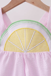 Lemon ruffle gingham dress