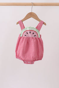 Watermelon ruffle gingham bubble