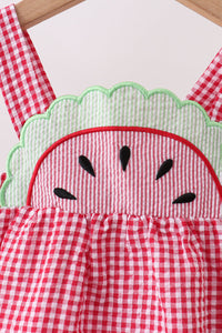 Watermelon ruffle gingham bubble