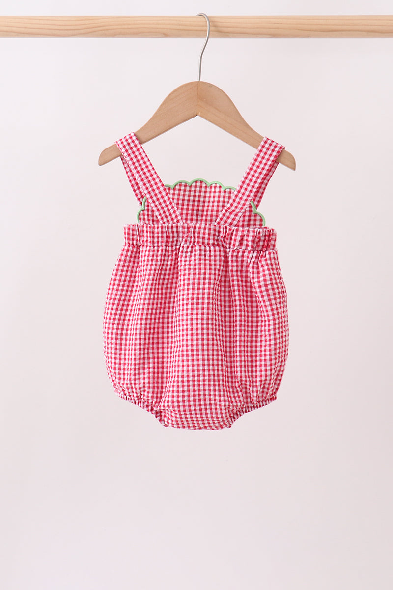 Watermelon ruffle gingham bubble