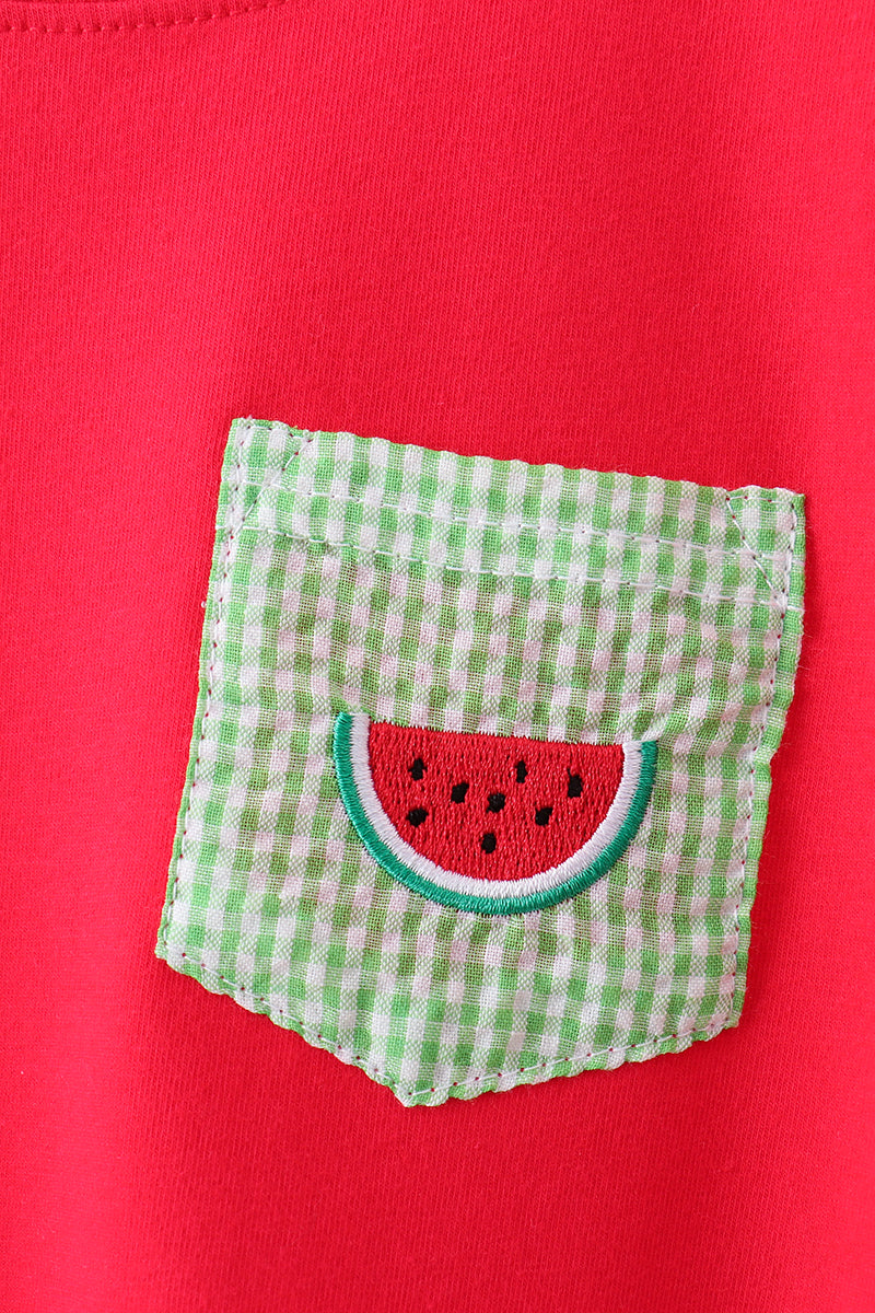 Watermelon embroidery shorts set