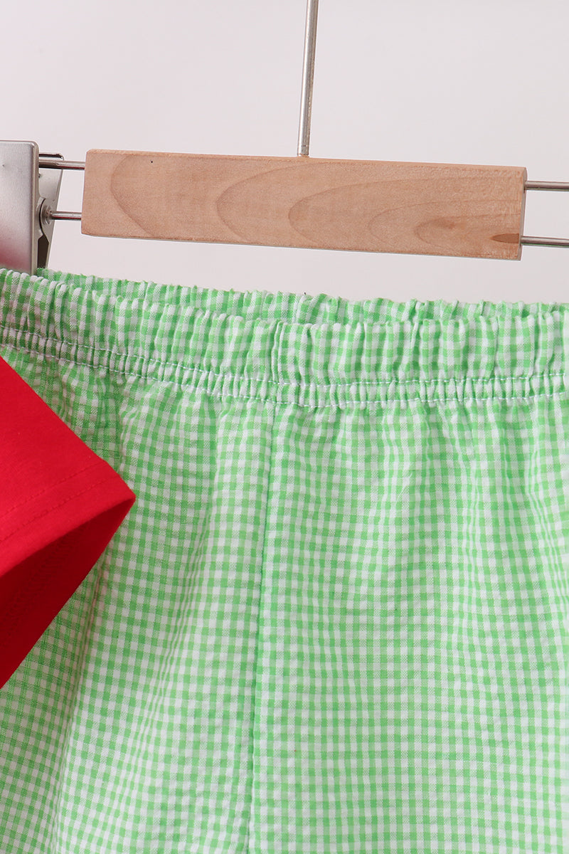 Watermelon embroidery shorts set