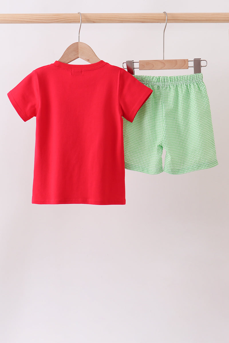 Watermelon embroidery shorts set