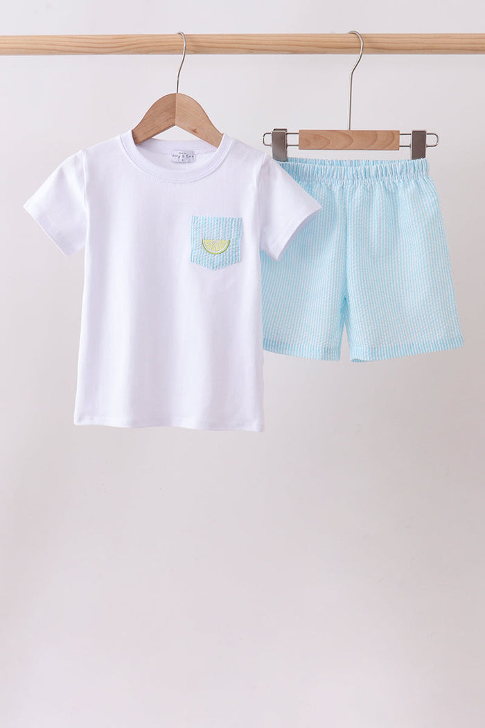 Lemon embroidery shorts set