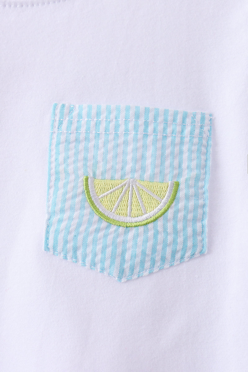 Lemon embroidery shorts set