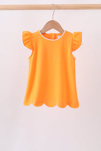 Flutter sleeve scalloped top - Orange