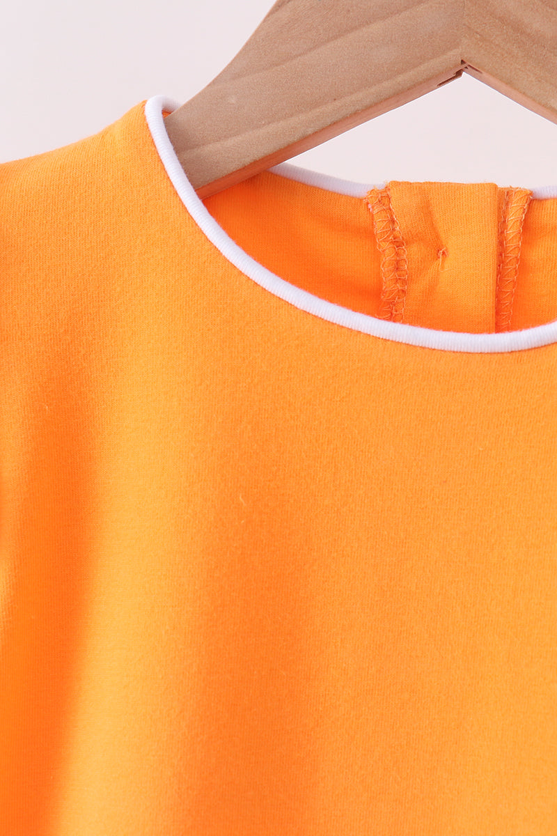 Flutter sleeve scalloped top - Orange