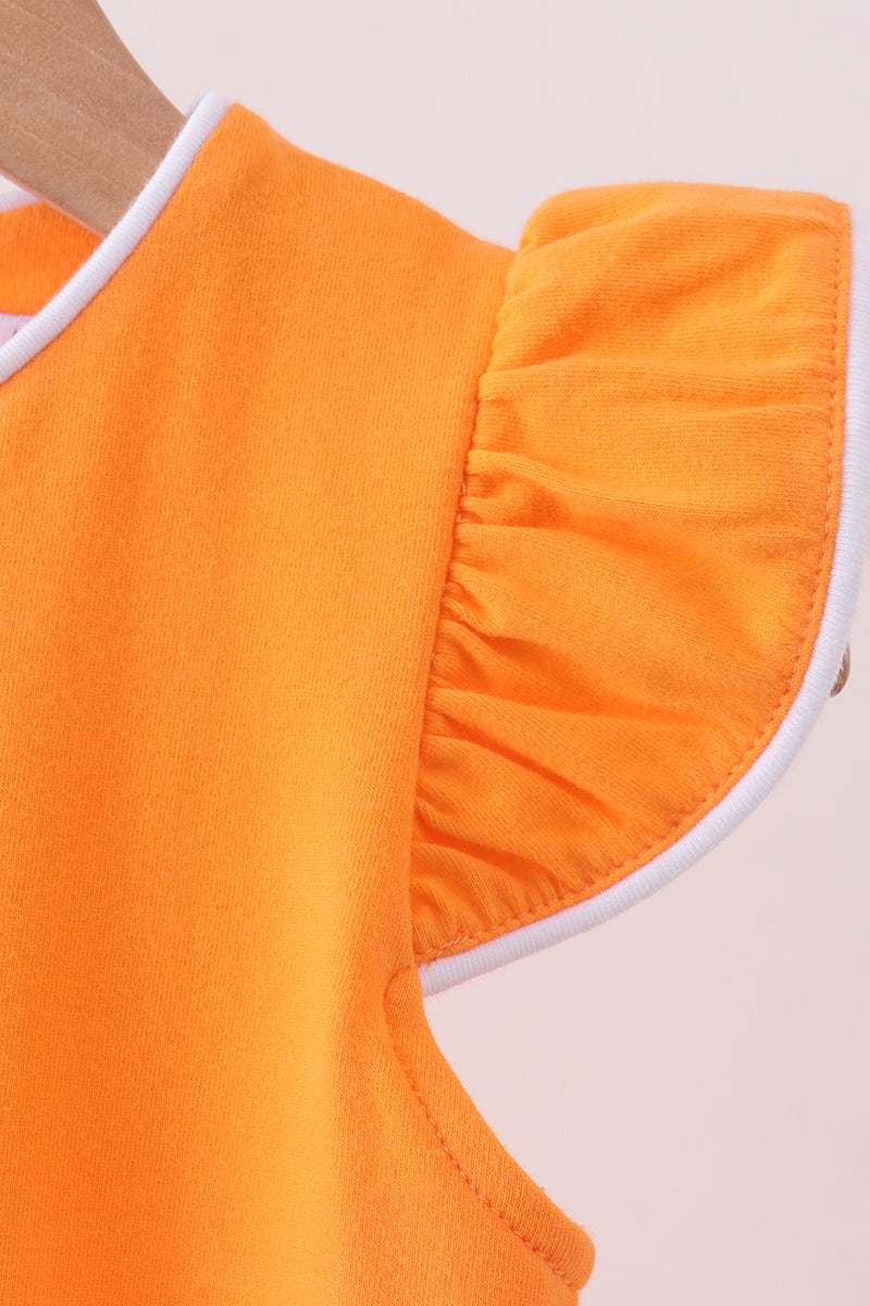 Flutter sleeve scalloped top - Orange