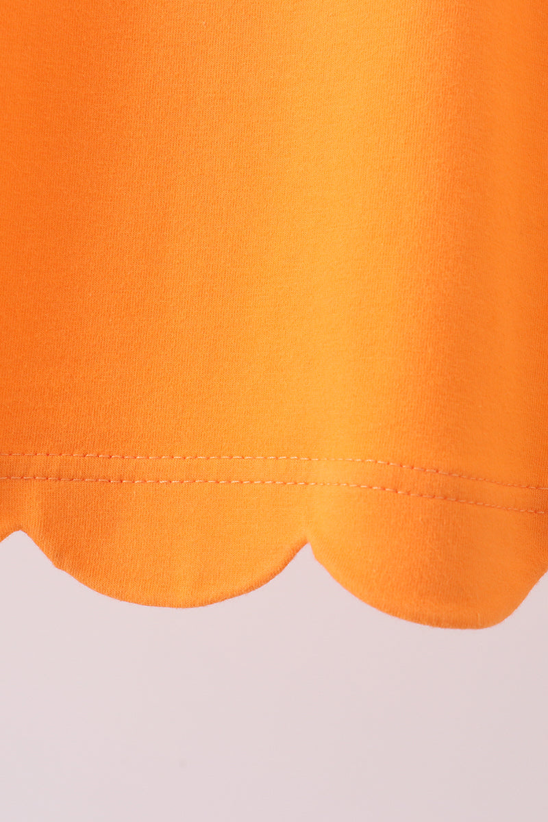 Flutter sleeve scalloped top - Orange
