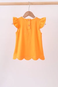 Flutter sleeve scalloped top - Orange