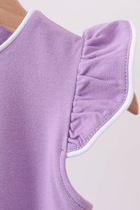 Flutter sleeve scalloped top - Purple
