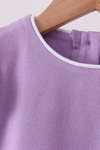 Flutter sleeve scalloped top - Purple